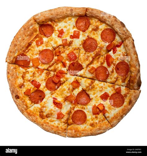 Tasty Fresh Pepperoni Pizza On A White Background Stock Photo Alamy