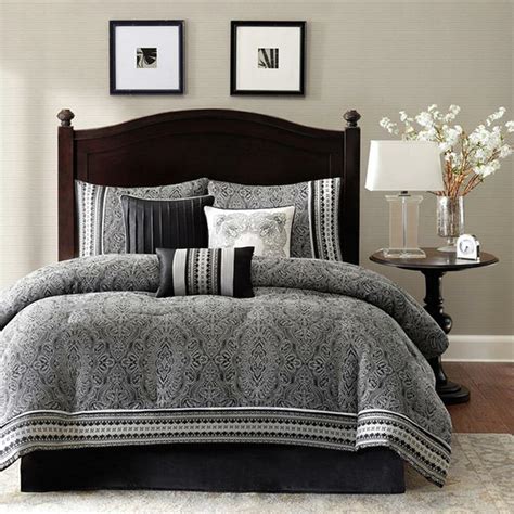 Washed cotton is luxuriously soft to the touch and highly breathable, helping to regulate body temperature through the night. Polyester Jacquard 7 Piece Comforter Set Damask Pattern ...