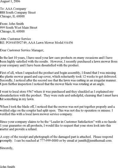 • the sender can include a free sample, coupon or other gift if they want. Customer Complaint Letter Template