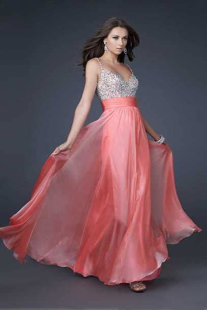 Dress Beaded Coral Prom Dresses Wheretoget