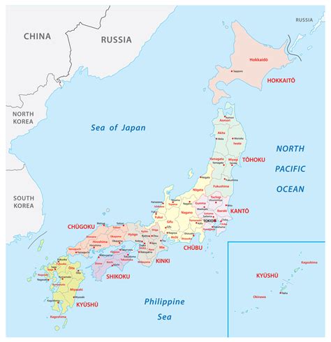Printable Free Labeled Map Of Japan With States Cities And Capital