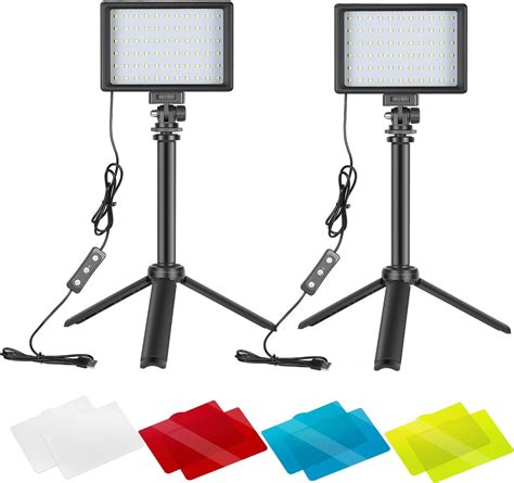 NEEWER Dimmable 5600K USB LED Video Light 2 Pack With Adjustable Tripod