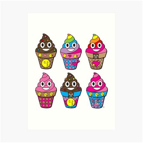 Emoji Poop Ice Cream Rainbow Art Print By Danikates Redbubble