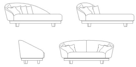 Arc Shape Of Sofa Elevation Detail Cadbull