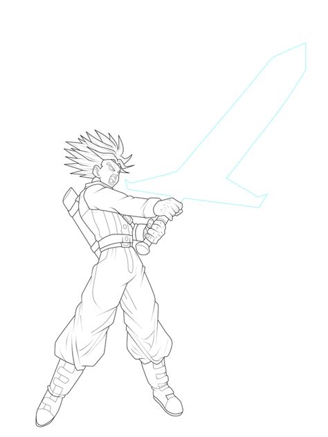Mirai Trunks Super Saiyan Rage Sword Lineart By Chronofz On Deviantart