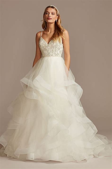 Beaded Bodice With Tiered Skirt Tall Wedding Dress David S Bridal In