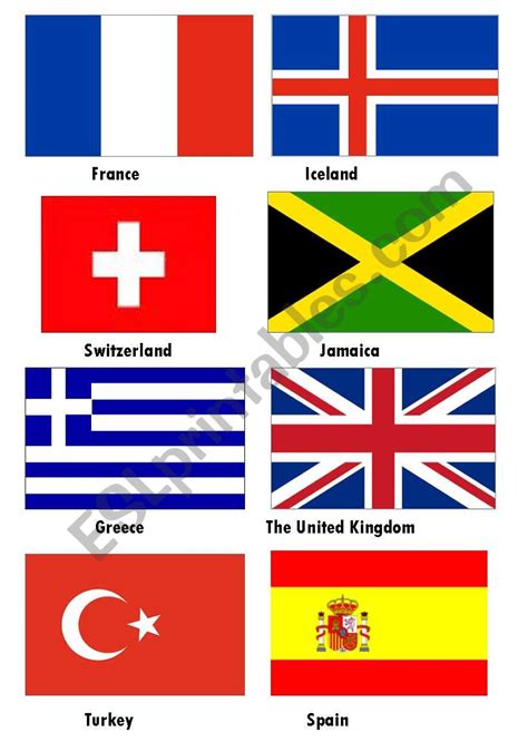 Flags Around The World Esl Worksheet By Dalgi