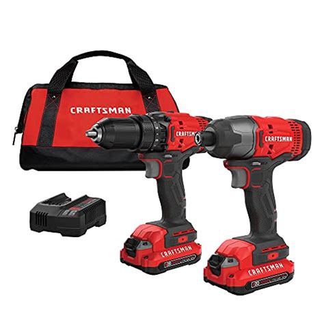 Craftsman V20 Max Cordless Drill And Impact Driver Power Tool Combo Kit With 2 Batteries And