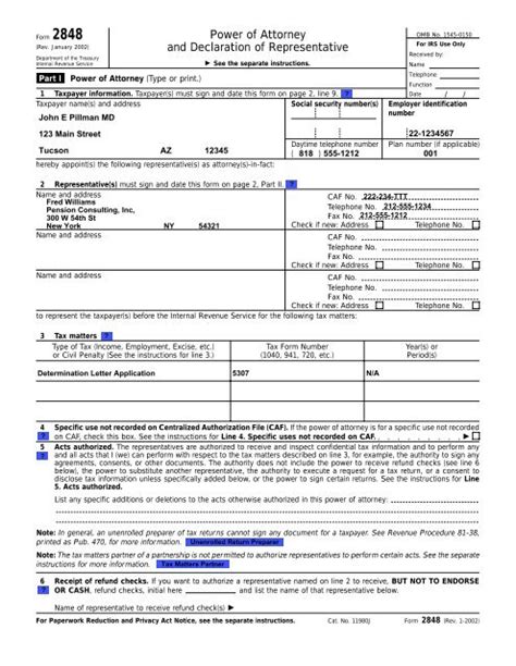 Irs Form 2848 Fillable Form Printable Forms Free Online