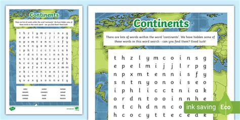 Continents Word Unscramble Word Searchanagramscontinents