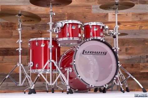 Ludwig Vistalite 4 Piece Drum Kit Extremely Rare Infused Red Sparkle