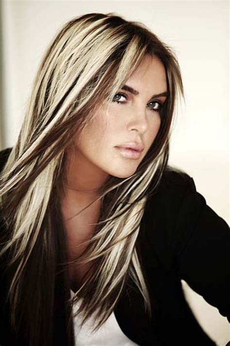 28 inch long blonde brown wig with highlights streaks balayage womens hair fringe bangs straight brunette low lights human hair blends. asian black hair blonde highlights - Google Search ...