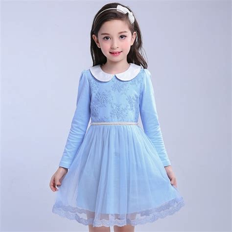Spring Summer Kids Cotton Dresses Pink Blue Princess Dress For Girls 4