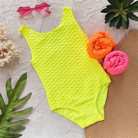 Yellow Girls Toddler Swimsuit Cute Bathing Suit Bright Etsy Uk