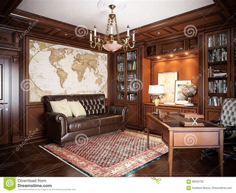Home Office Interior Design In Classic Style Stock Photo