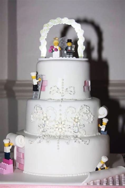 Lego Themed Wedding Cake With Detailed Piping