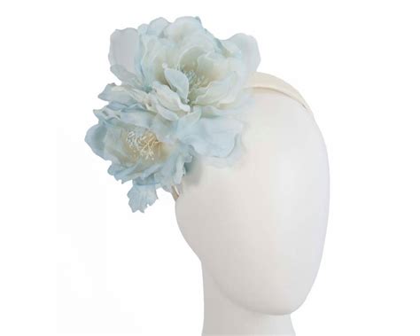 Large Light Blue Flower Headband Fascinator By Fillies Collection