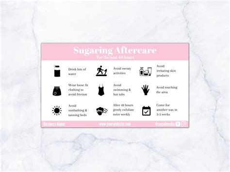 Sugaring Aftercare Card Sugar Wax Aftercare Card Template Etsy