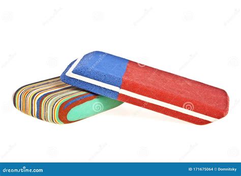 Two Different Erasers Isolated On White Background Stock Photo Image