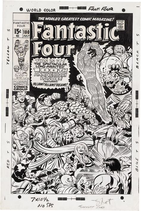 Jack Kirby And Joe Sinnott Fantastic Four 100 Cover Original Lot