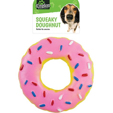5 Squeaky Doughnut Dog Toy Fun Play Strong Rubber Puppy Chew Squeaker
