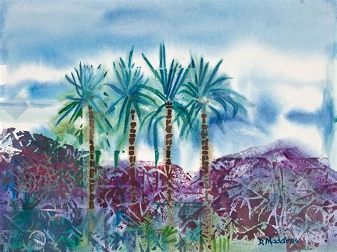 Four Palms By Diana Madaras Desert Painting Desert Landscaping