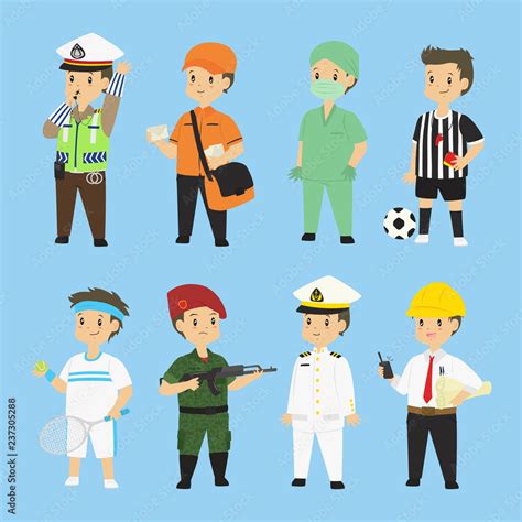 Set Of Workers In Different Professions Uniform Professions Cartoon