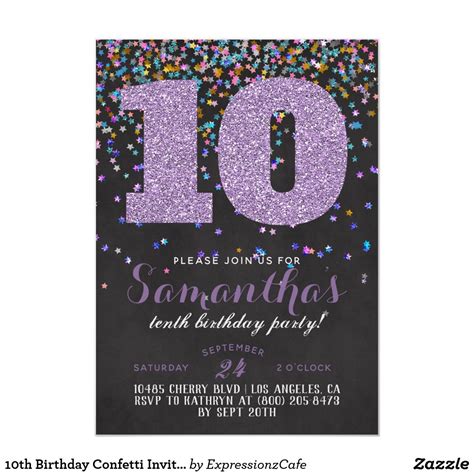 10th Birthday Confetti Invitation | Zazzle.com | Birthday confetti
