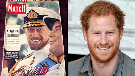 Print of royal portrait with a difference shows the young prince philip getting his teeth. Prince Philip looks like grandson Prince Harry in 1957 ...