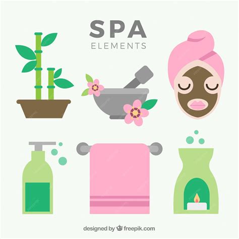 Ensemble Déléments De Spa Dans Un Style Plat Vecteur Gratuite