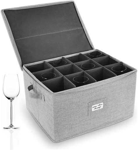 Meyourow C Wine Glass Storage Crystal Stemware Storage Cases For Champagne White And Red Wine