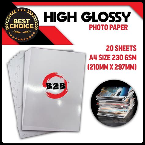 Premium High Glossy Photo Paper 230 GSM A4 20 Sheets Shopee Philippines