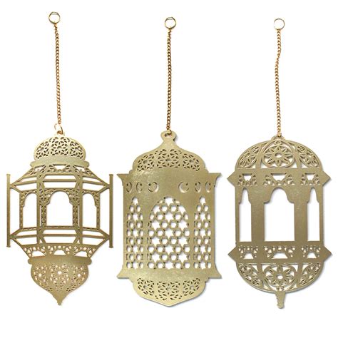 Gold Wooden Ramadan Eid Hanging Lantern Hanging Decorations Eid Party