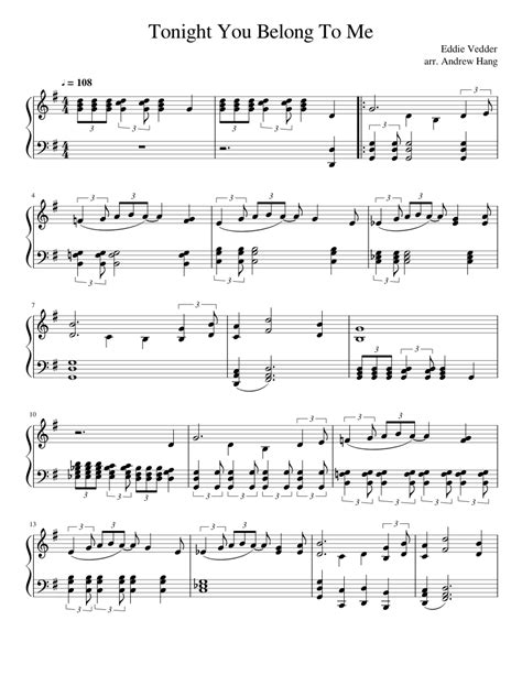 Tonight You Belong To Me Sheet Music For Piano Solo Easy