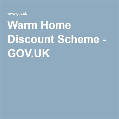 Warm Home Discount Scheme Govuk House Warming Schemes Warm