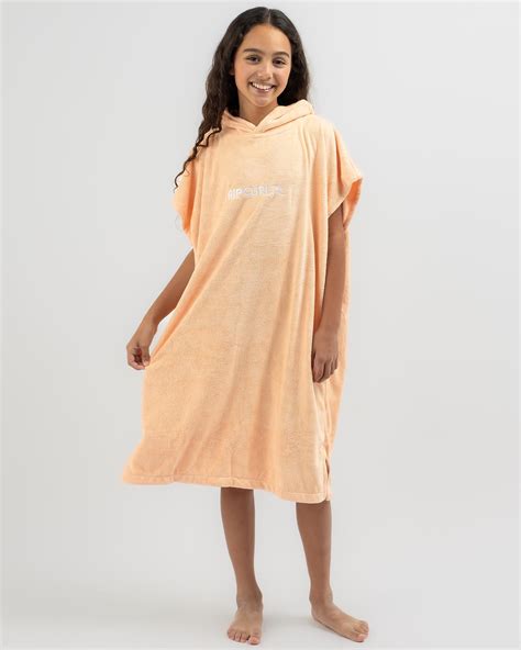 Shop Rip Curl Girls Classic Surf Hooded Towel In Peach Fast Shipping