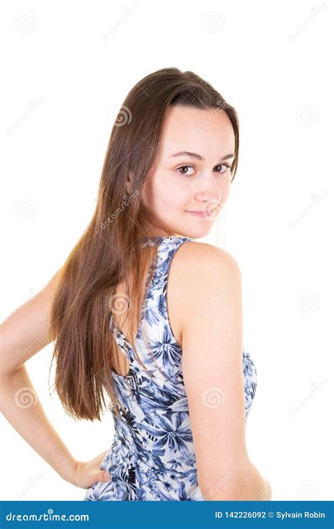 Portrait Of Charming Young Pretty Woman In Dress Stock Photo Image Of