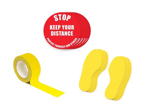 Safe Distance Floor Markers For Social Distancing Kit A Text Stop