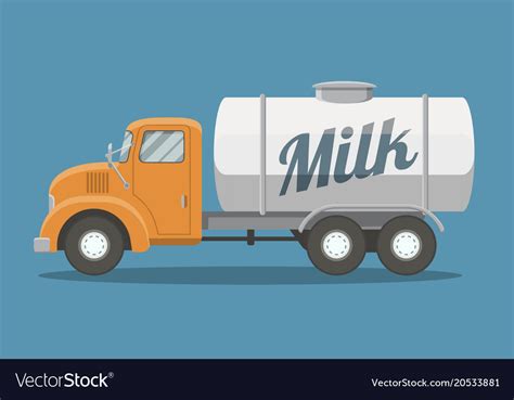 Flat Milk Truck Royalty Free Vector Image Vectorstock