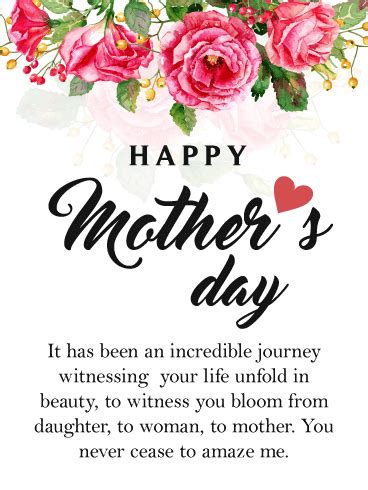 It's a day for honoring all the women in your life who support and nurture you perfect as mother's day card messages, these positive words can be paired with a beautiful bouquet of fresh flowers to communicate how grateful. Motherhood blooms and unfolds like a rose in a garden. The ...