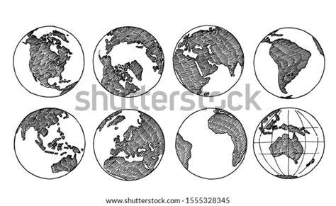 Globe Sketch Hand Drawn Earth Planet Stock Vector Royalty Free