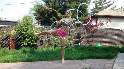 Spinning Nine Hula Hoops At The Same Time