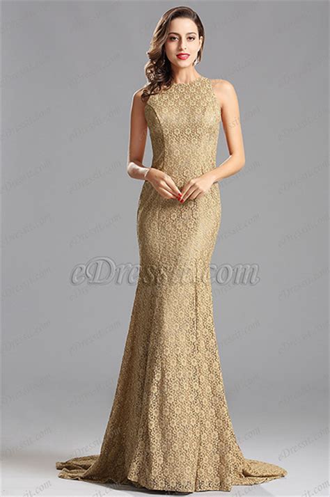 Sleeveless Beige Lace Long Evening Dress Formal Gown X00155214