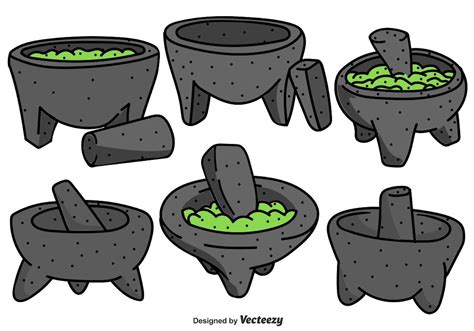 Vector Collection Of Mexican Molcajete Illustrations 160087 Vector Art