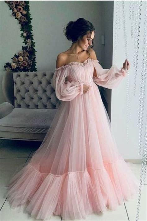 Pink Prom Dresses Prom Dresses With Sleeves Prom Dresses Long With Sleeves Tulle Evening Dress