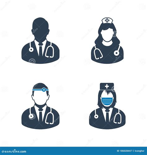 Medical Doctor Nurse Surgeon Icon Set Stock Vector Illustration Of