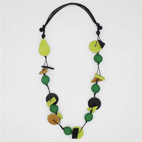 Green Palmer Abstract Beaded Necklace Sylca Designs
