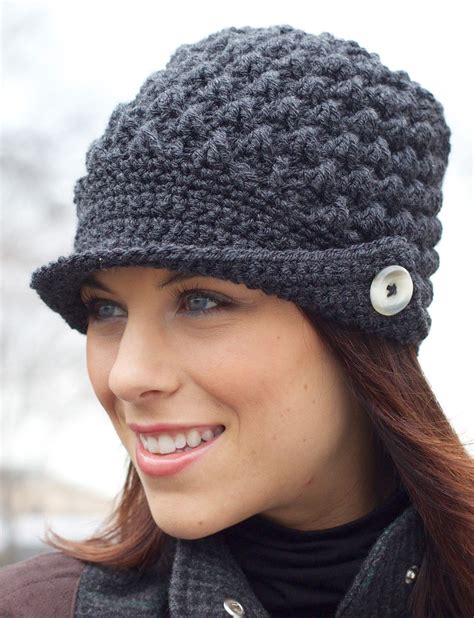 In fact, you can access the free downloadable pattern for this pretty knitted hat from the aus yarn co website. Yarnspirations.com - Patons Women's Peaked Cap ...