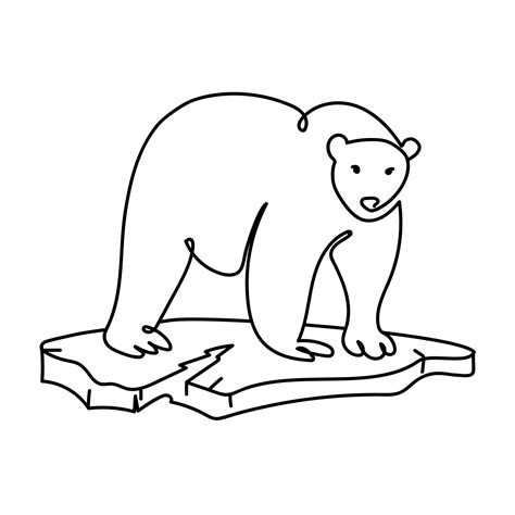 Premium Vector Polar Bear On An Ice Floe Line Art Drawing Vector