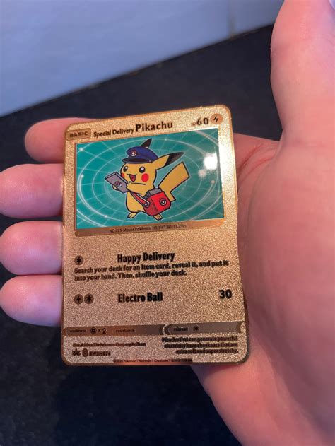 Special Delivery Pikachu Gold Metal Shiny Pokemon Card Etsy